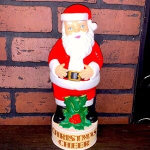 Vintage 1970 Handmade Ceramic Santa Decanter Decorative Bottle Retro Christmas